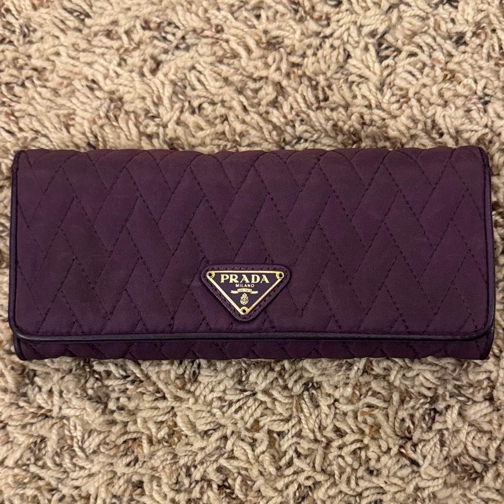 Prada Dark Purple Quilted Wallet